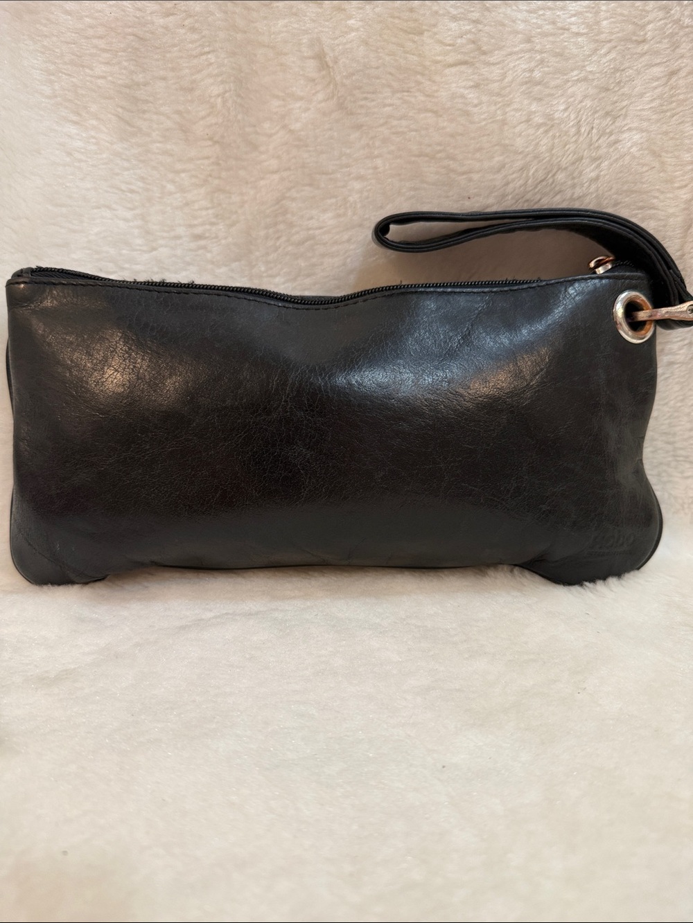 HOBO International Black Leather Wristlet Clutch